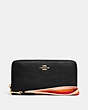 COACH®,LONG ZIP AROUND WALLET,Pebbled Leather,Mini,Gold/Black,Front View