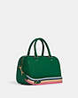 COACH®,ROWAN SATCHEL WITH DIARY EMBROIDERY,Leather,Gold/Green Multi,Angle View
