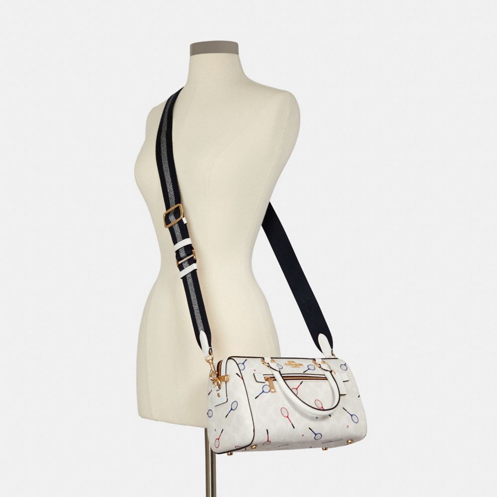 Coach C8285 Rowan Satchel In Signature Canvas With Racquet Print In Chalk  Multi 