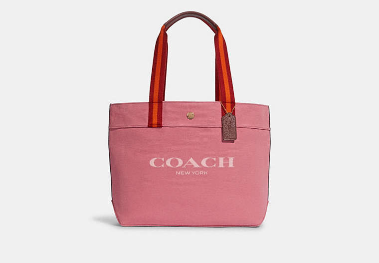 COACH®,TOTE WITH COACH,X-Large,Gold/Taffy Multi,Front View