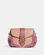 COACH®,GEORGIE SADDLE BAG IN COLORBLOCK,Gold/Faded Blush/Taffy,Front View