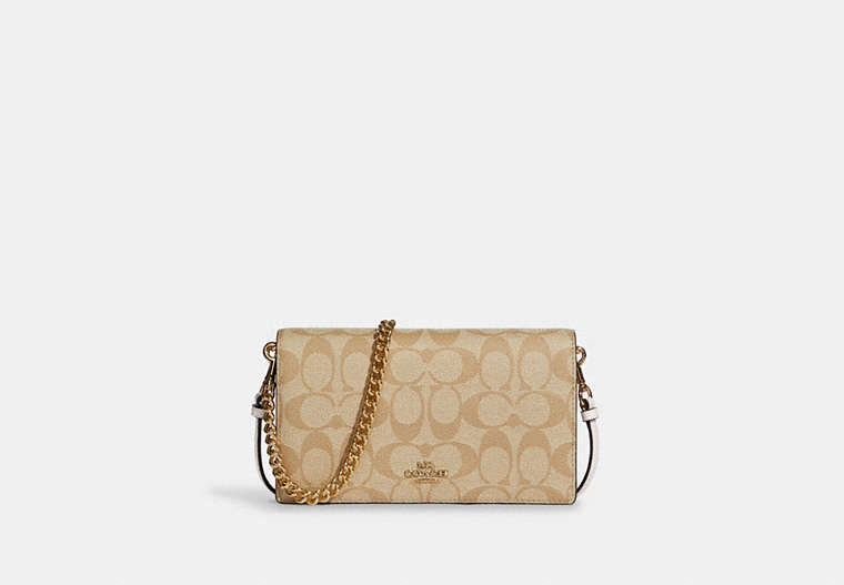 Anna Foldover Clutch Crossbody With Chain In Signature Canvas