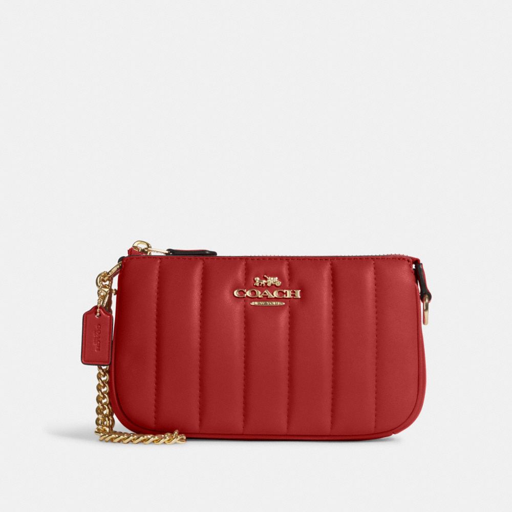 COACH®,NOLITA 19 À CHAÎNE AVEC MATELASSÉ LINÉAIRE,Cuir nappa,IM/Pomme rouge,Front View