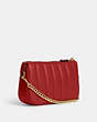 COACH®,NOLITA 19 WITH CHAIN WITH LINEAR QUILTING,Nappa leather,Small,Gold/Red Apple,Angle View