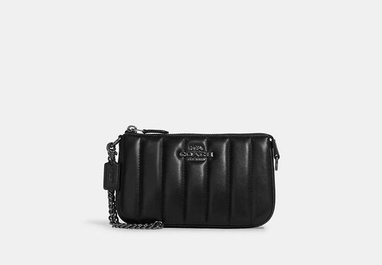 COACH®,NOLITA 19 WITH CHAIN WITH LINEAR QUILTING,Nappa leather,Small,Gunmetal/Black,Front View