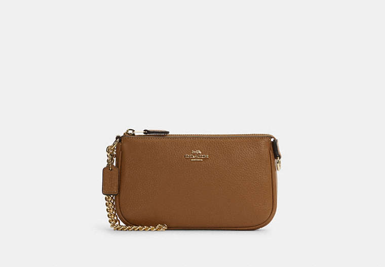 COACH®,NOLITA 19 WITH CHAIN,Pebbled Leather,Small,Gold/Penny,Front View