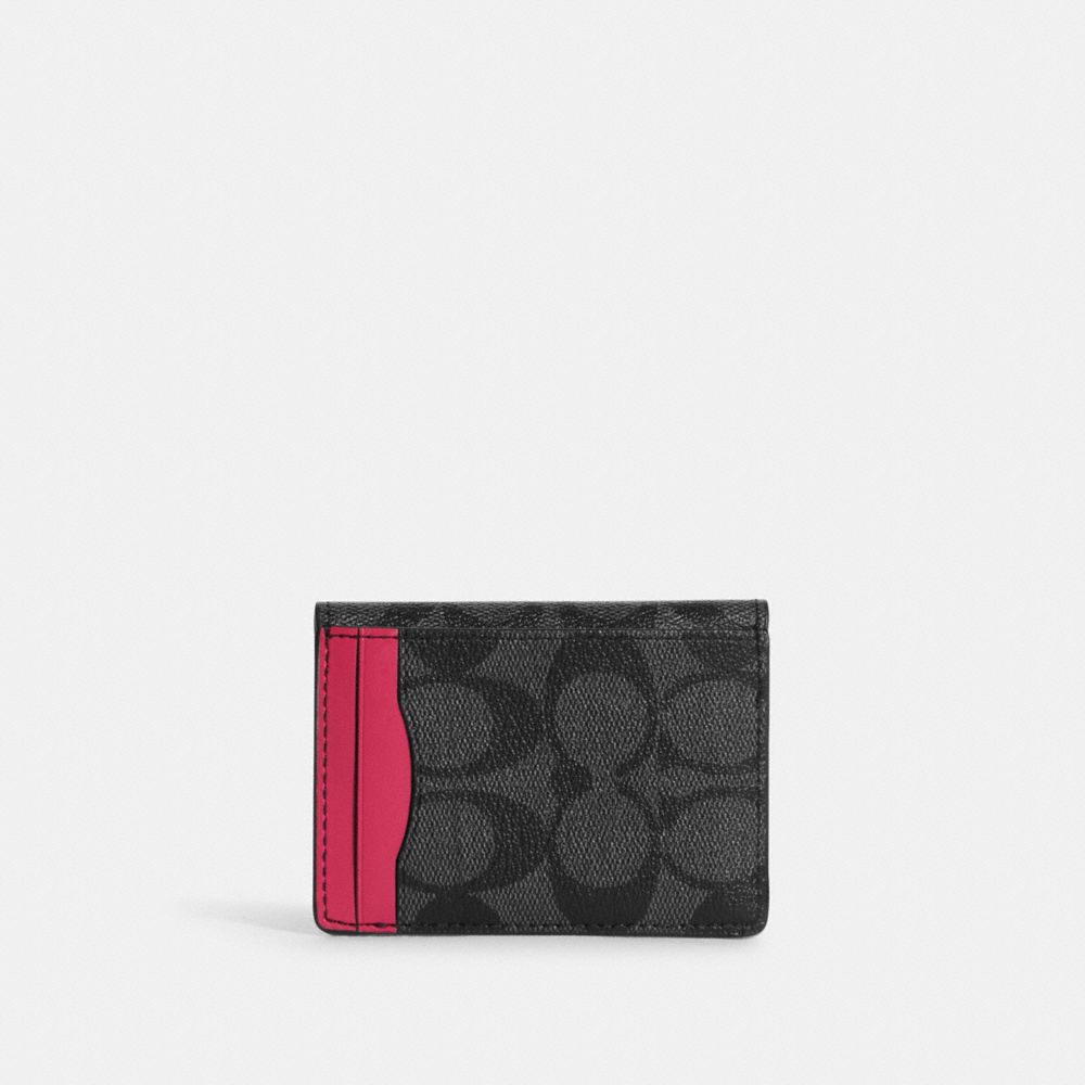 Coach Signature Canvas Blocking Card Case-Charcoal 73922 CHR