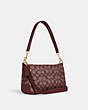COACH®,LONNIE BAGUETTE IN SIGNATURE JACQUARD,Jacquard,Large,Gold/Wine,Angle View