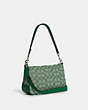 COACH®,LONNIE BAGUETTE IN SIGNATURE JACQUARD,Jacquard,Large,Silver/Green,Angle View