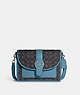 COACH®,LONNIE CROSSBODY IN SIGNATURE JACQUARD,Jacquard,Large,Silver/Black Smoke/Pacific Blue,Front View