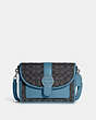 COACH®,LONNIE CROSSBODY IN SIGNATURE JACQUARD,Jacquard,Large,Silver/Black Smoke/Pacific Blue,Front View