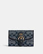 COACH®,KLEO WALLET IN SIGNATURE CHAMBRAY,Gold/Denim Multi,Front View