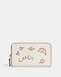COACH®,MEDIUM ID ZIP WALLET WITH DIARY EMBROIDERY,Leather,Gold/Chalk Multi,Front View