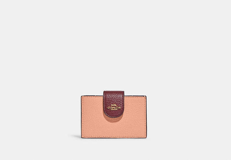 COACH®,ACCORDION CARD CASE IN COLORBLOCK,Mini,Gold/Faded Blush Multi,Front View