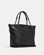 COACH®,KACEY CHAIN SATCHEL BAG,Pebbled Leather,Medium,Gunmetal/Black,Angle View