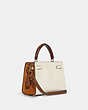 COACH®,MINI LANE TOP HANDLE IN COLORBLOCK,Leather,Medium,Gold/Chalk/Penny Multi,Angle View