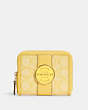 COACH®,LONNIE SMALL ZIP AROUND WALLET IN SIGNATURE JACQUARD,Jacquard,Mini,Gold/Retro Yellow,Front View
