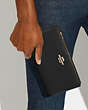 COACH®,SLIM ZIP WALLET,Pebbled Leather,Gold/Black,Detail View