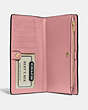 COACH®,SLIM ZIP WALLET,Pebbled Leather,Gold/Pink,Inside View,Top View
