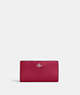 COACH®,SLIM ZIP WALLET,Pebbled Leather,Silver/Bright Violet,Front View