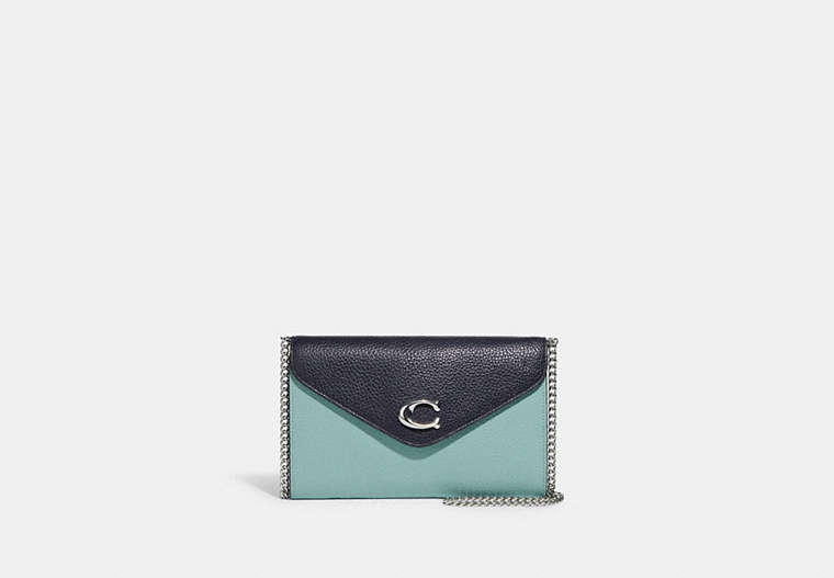 COACH®,TAMMIE CLUTCH CROSSBODY IN COLORBLOCK,Silver/Light Teal/ Midnight Multi,Front View