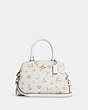 COACH®,MINI LILLIE CARRYALL IN SIGNATURE CANVAS WITH MYSTICAL FLORAL PRINT,Medium,Gold/Chalk Multi,Front View