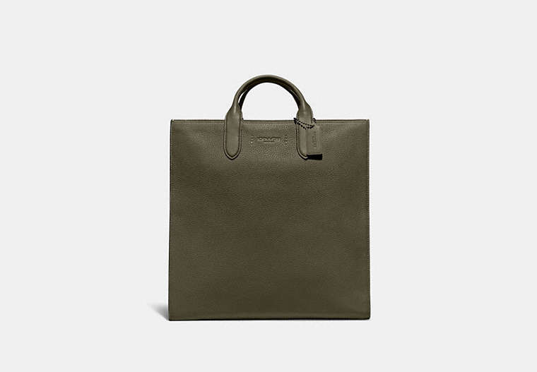 COACH®,GOTHAM TALL TOTE,Pebble Leather,X-Large,Army Green,Front View