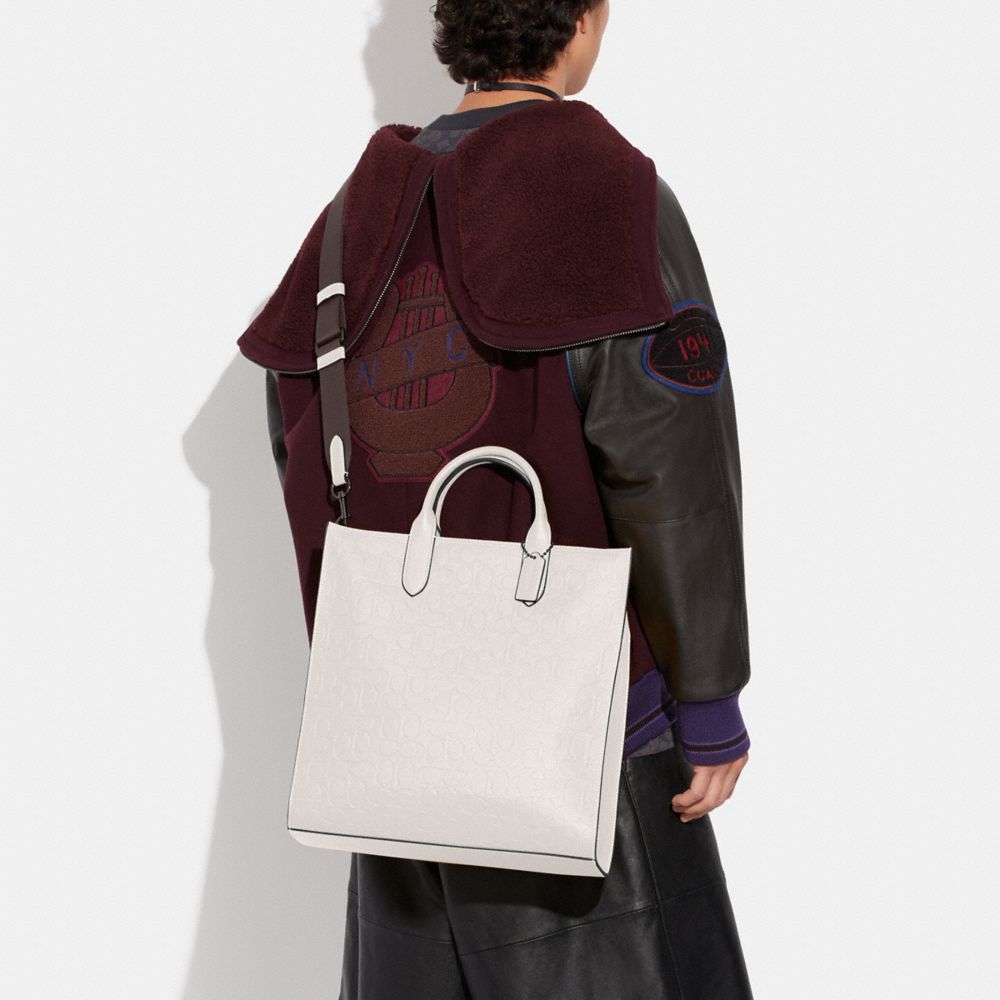 COACH®,Gotham Tall Tote Bag In Signature Leather,,Detail View