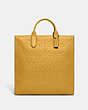 COACH®,GOTHAM TALL TOTE IN SIGNATURE LEATHER,Polished Pebble Leather,X-Large,Yellow Gold,Front View