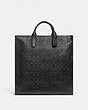 COACH®,GOTHAM TALL TOTE BAG IN SIGNATURE LEATHER,Polished Pebble Leather,X-Large,Black Copper/Black,Front View