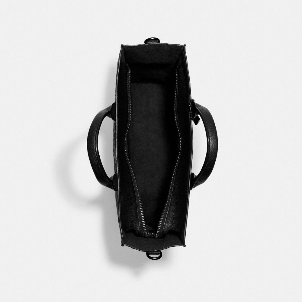 COACH®,GRAND CABAS GOTHAM EN CUIR SIGNATURE,Cuir maroquiné poli,Cuivre noir/Noir,Inside View,Top View