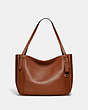 COACH®,ALANA TOTE,Pebbled Leather,Large,Brass/Saddle,Front View