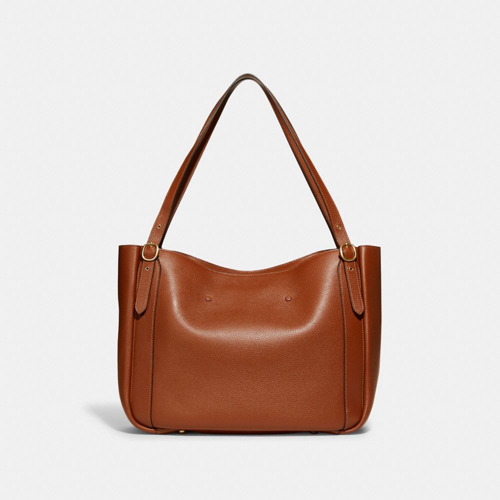 COACH®,CABAS ALANA,Cuir galet poli,Laiton/Brun,Back View