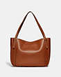 COACH®,ALANA TOTE,Pebbled Leather,Large,Brass/Saddle,Back View