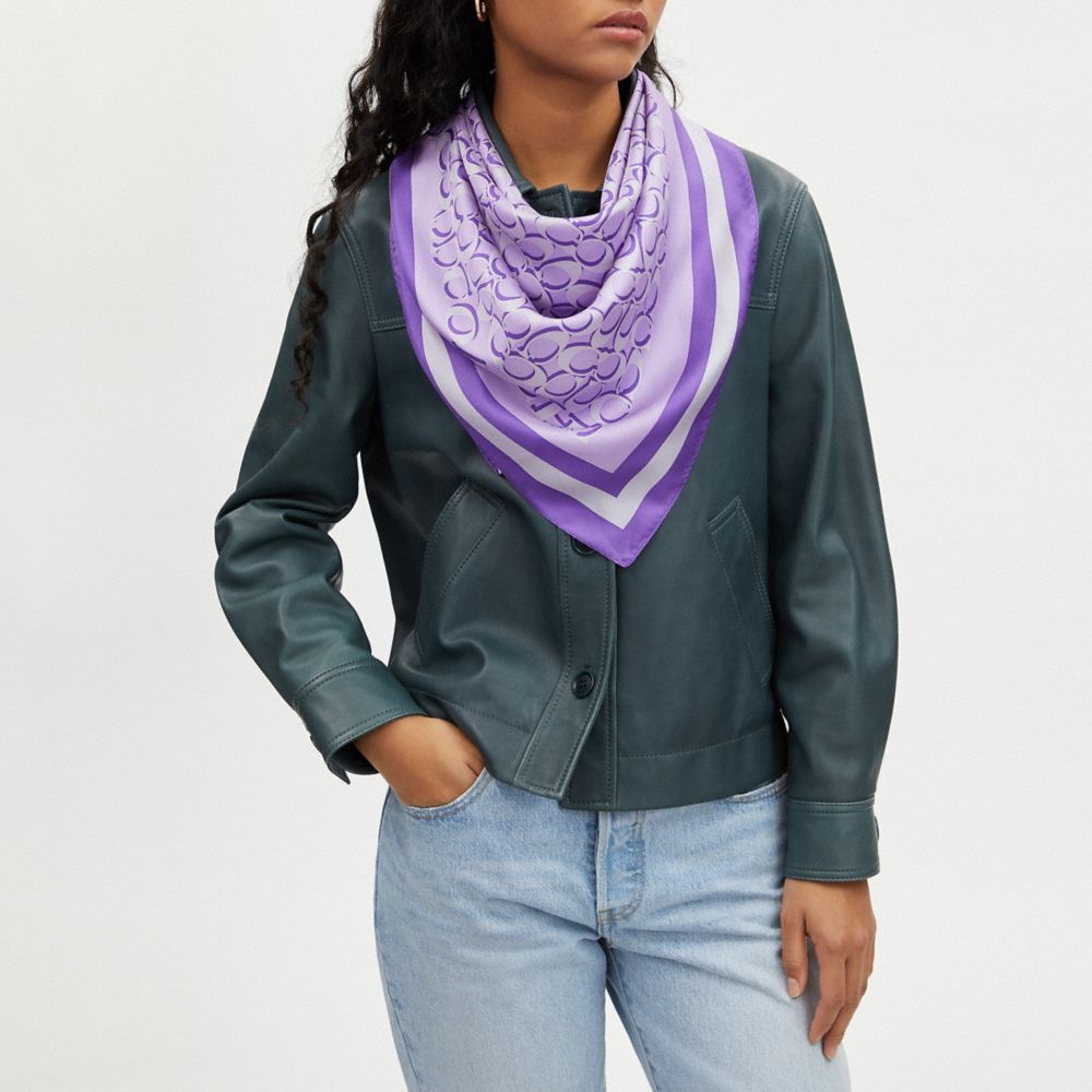 COACH®,シグネチャー プリント シルク スクエア スカーフ,ファッション雑貨,ｱｲﾘｽ