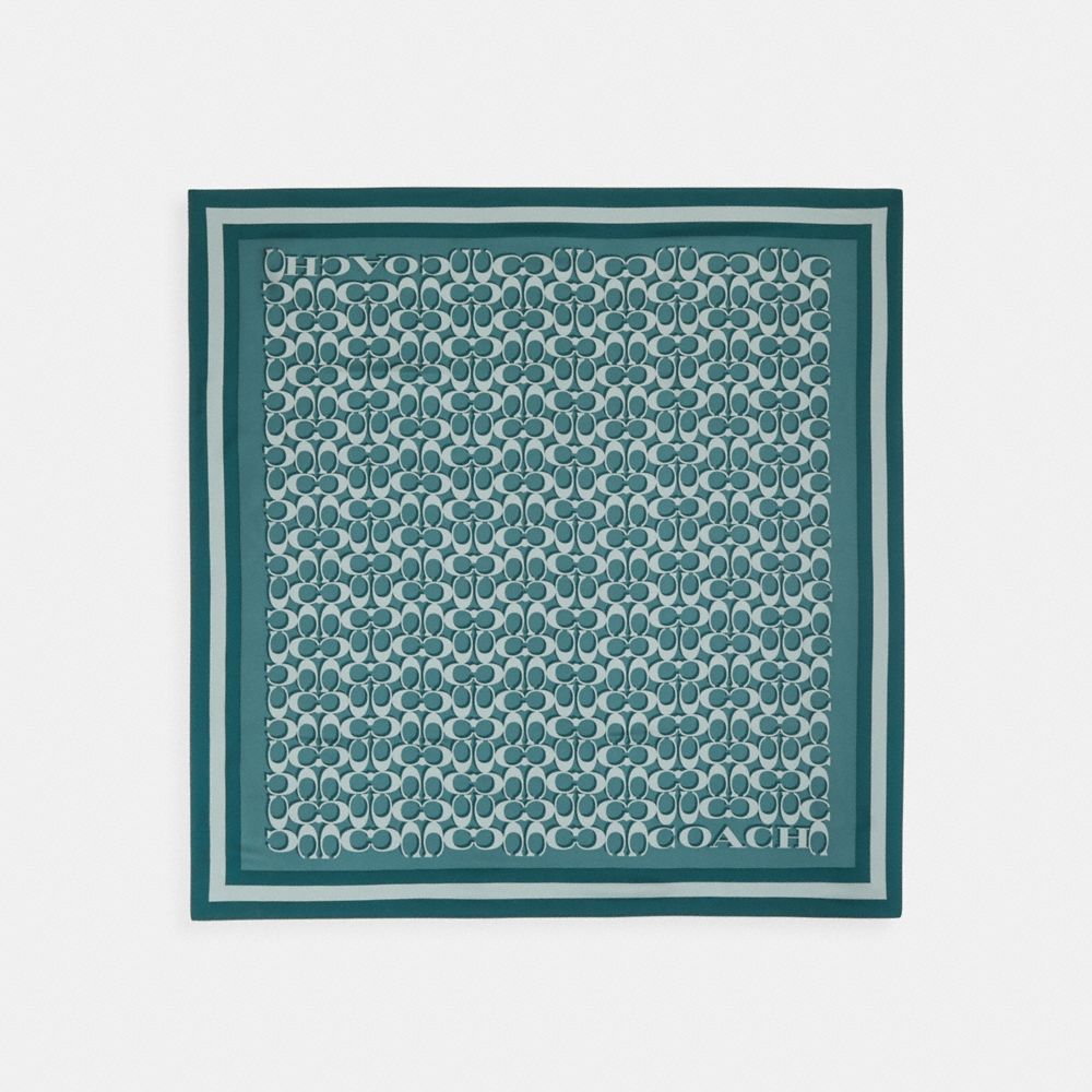 Coach Outlet Signature Print Silk Square Scarf In Blue