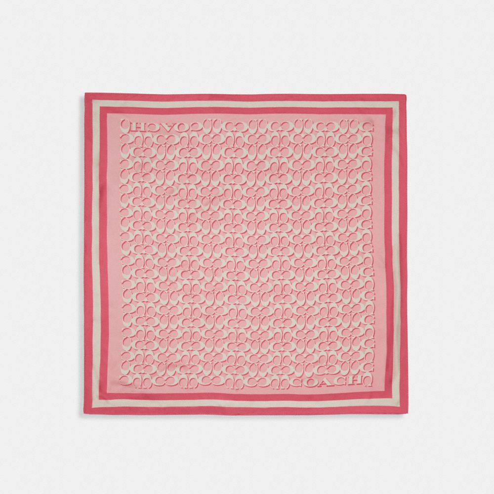 COACH®,SIGNATURE PRINT SILK SQUARE SCARF,Watermelon,Front View