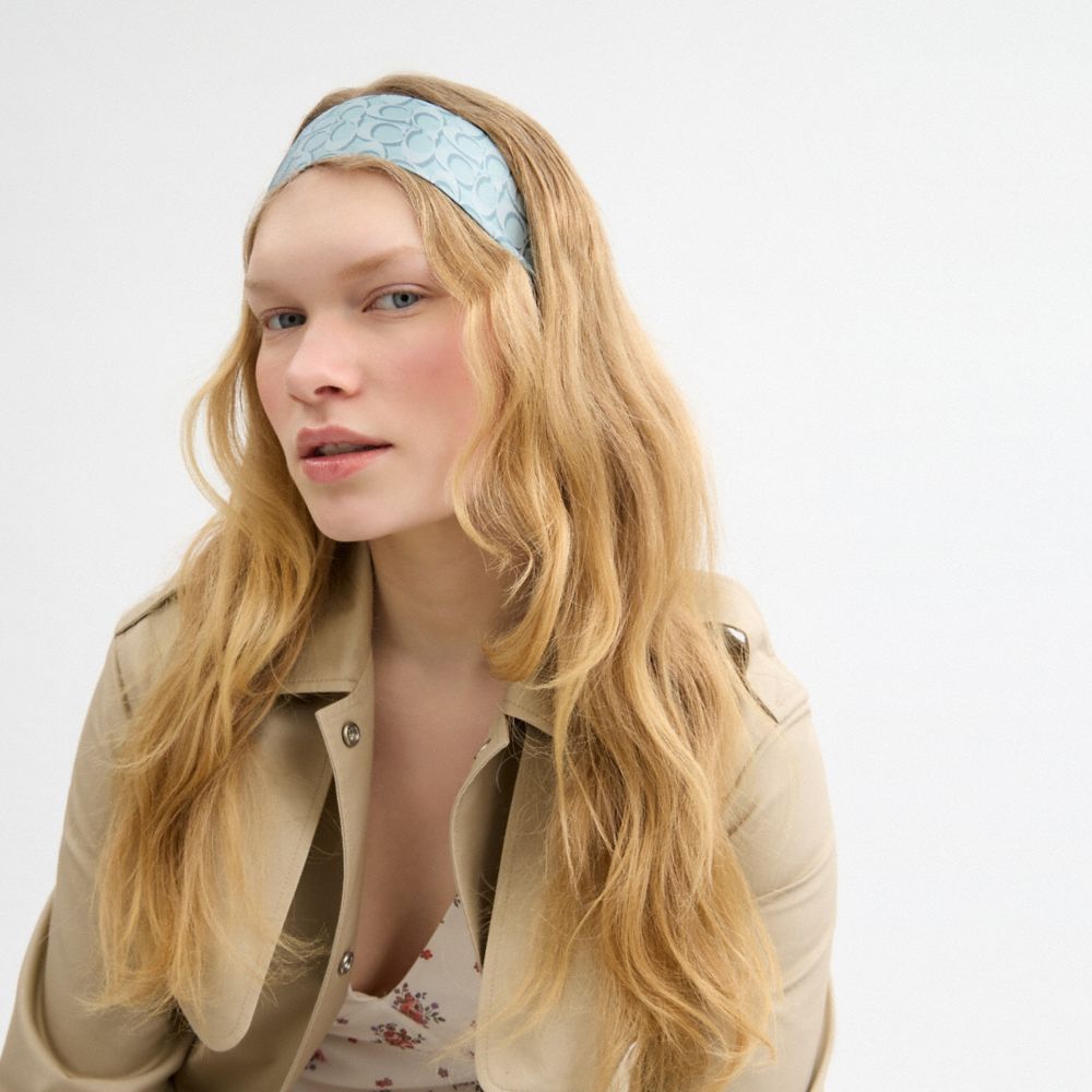 COACH®,Signature Print Silk Skinny Scarf,Silk,Neckerchief,Stripe,Logo,Casual,Multi Color,Detail View