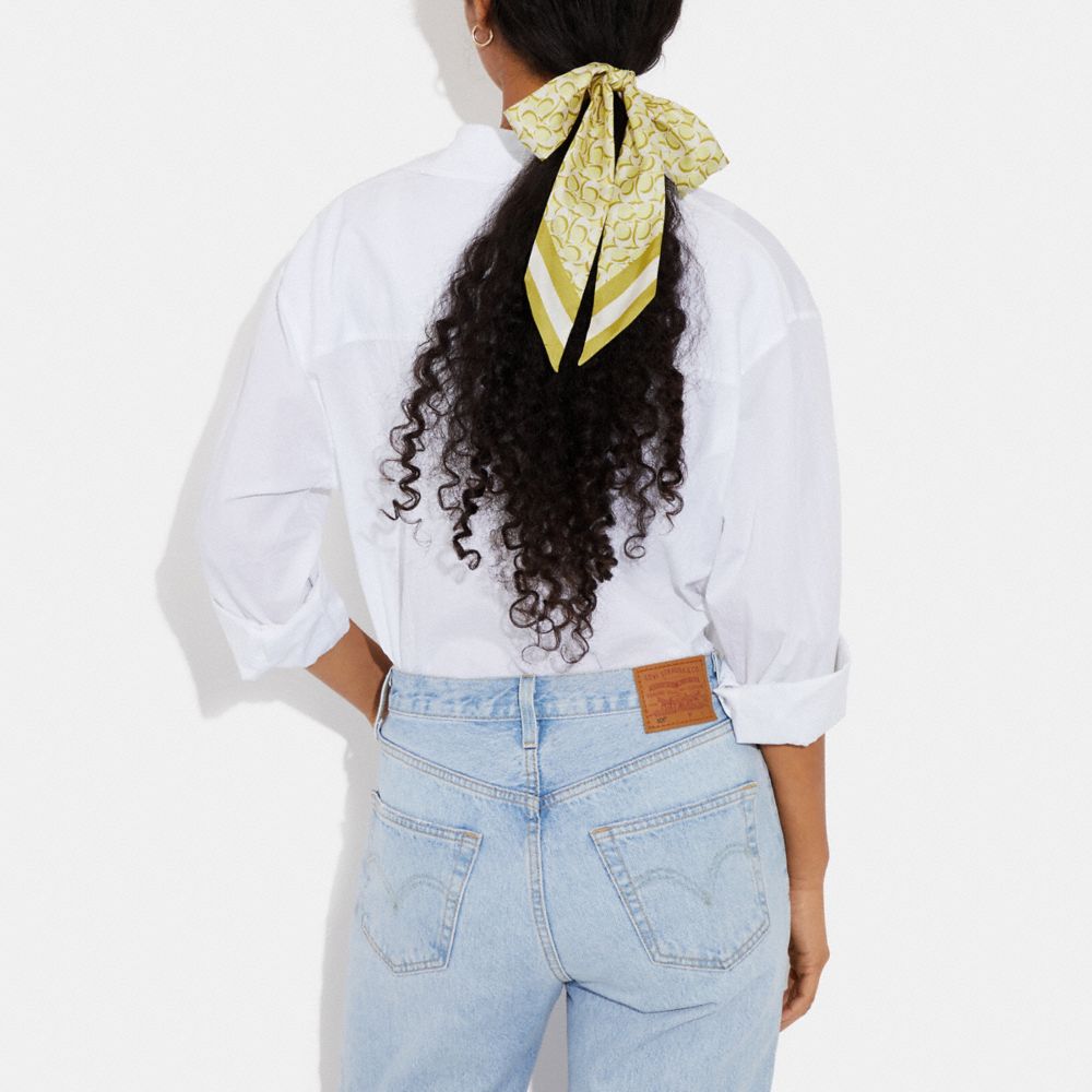 COACH®,シグネチャー プリント シルク スキニー スカーフ,ファッション雑貨,ﾍﾟｰﾙ ﾗｲﾑ