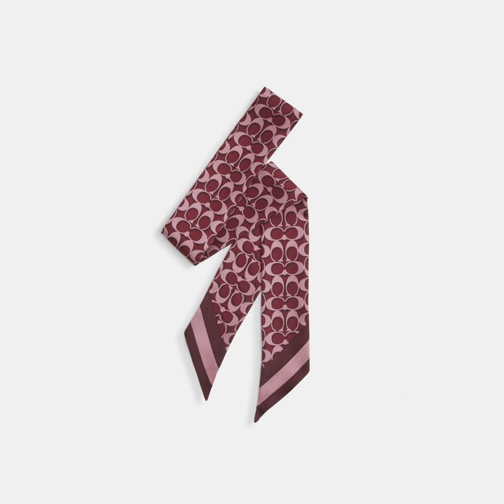 COACH®,Signature Print Silk Skinny Scarf,Silk,Neckerchief,Stripe,Logo,Casual,,Front View