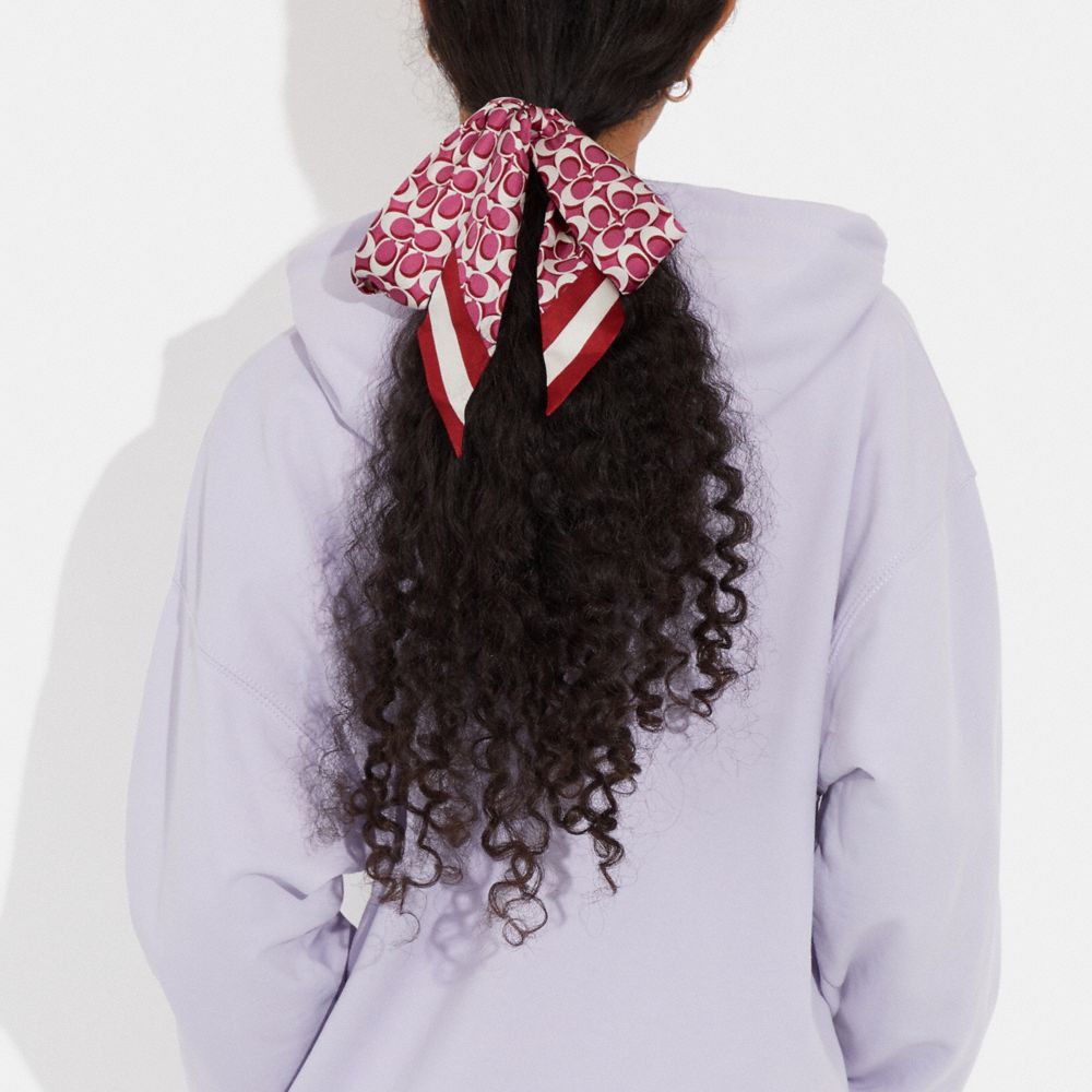 COACH®,Signature Print Silk Skinny Scarf,,Detail View