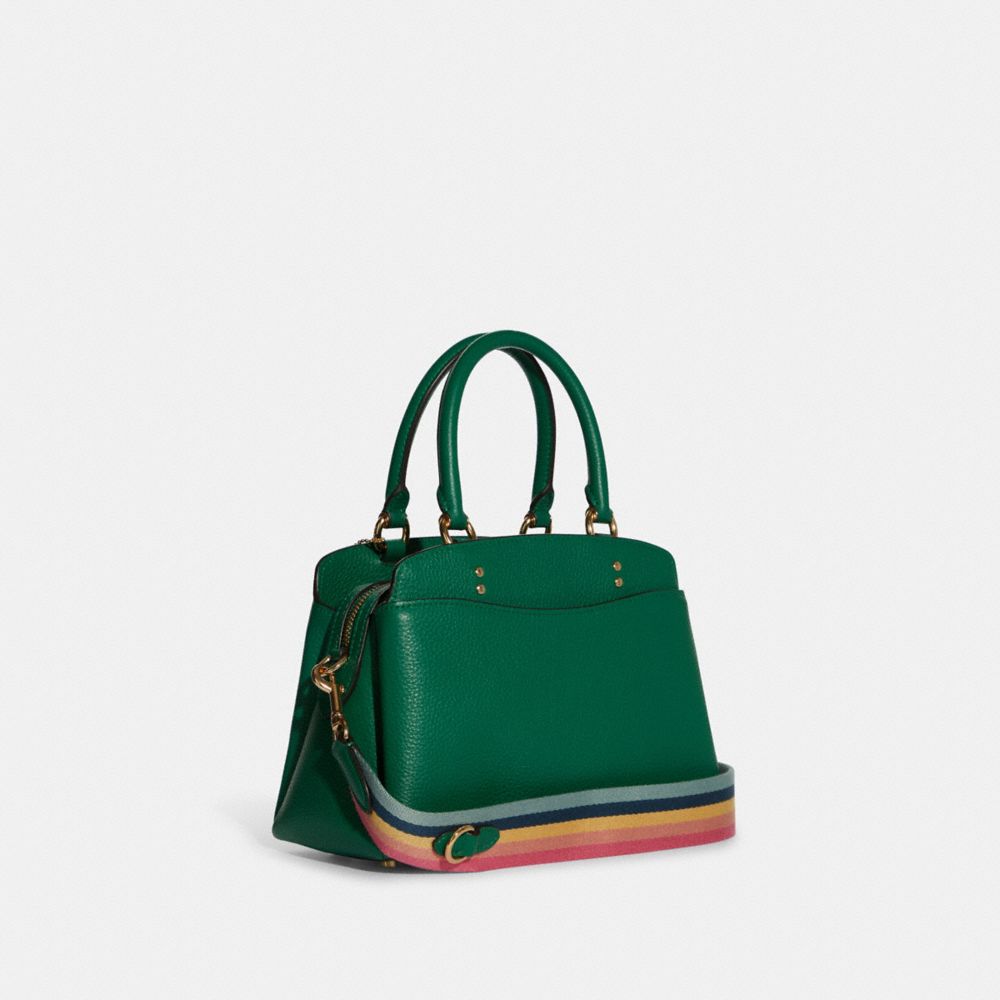 COACH®,MINI LILLIE CARRYALL WITH DIARY EMBROIDERY,Gold/Green Multi,Angle View