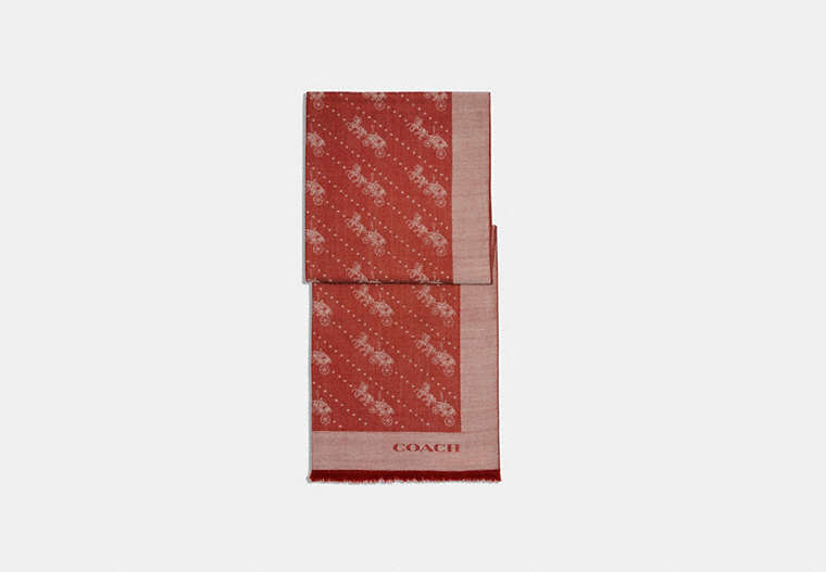 COACH®,HORSE AND CARRIAGE DOT PRINT WRAP,wool,Red Sand,Front View