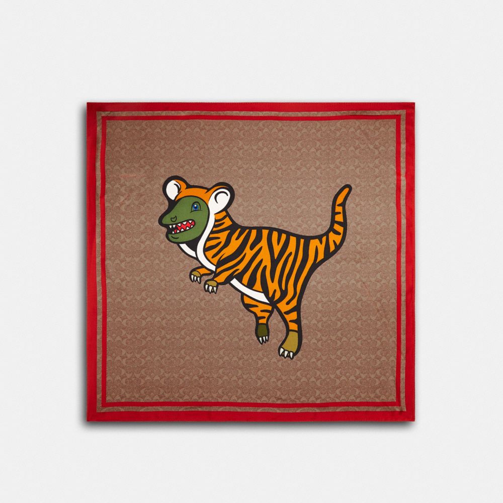 Lunar New Year Tiger Print Silk Square Scarf