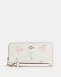 COACH®,LONG ZIP AROUND WALLET WITH SWAN PRINT,Leather,Mini,Gold/Chalk Multi,Front View