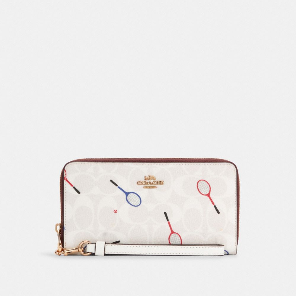 Coach Outlet Long Zip Around Wallet Wristlet In Signature Canvas