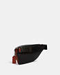 COACH®,WARREN BELT BAG IN COLORBLOCK SIGNATURE CANVAS,Medium,Gunmetal/Khaki Terracotta Multi,Angle View