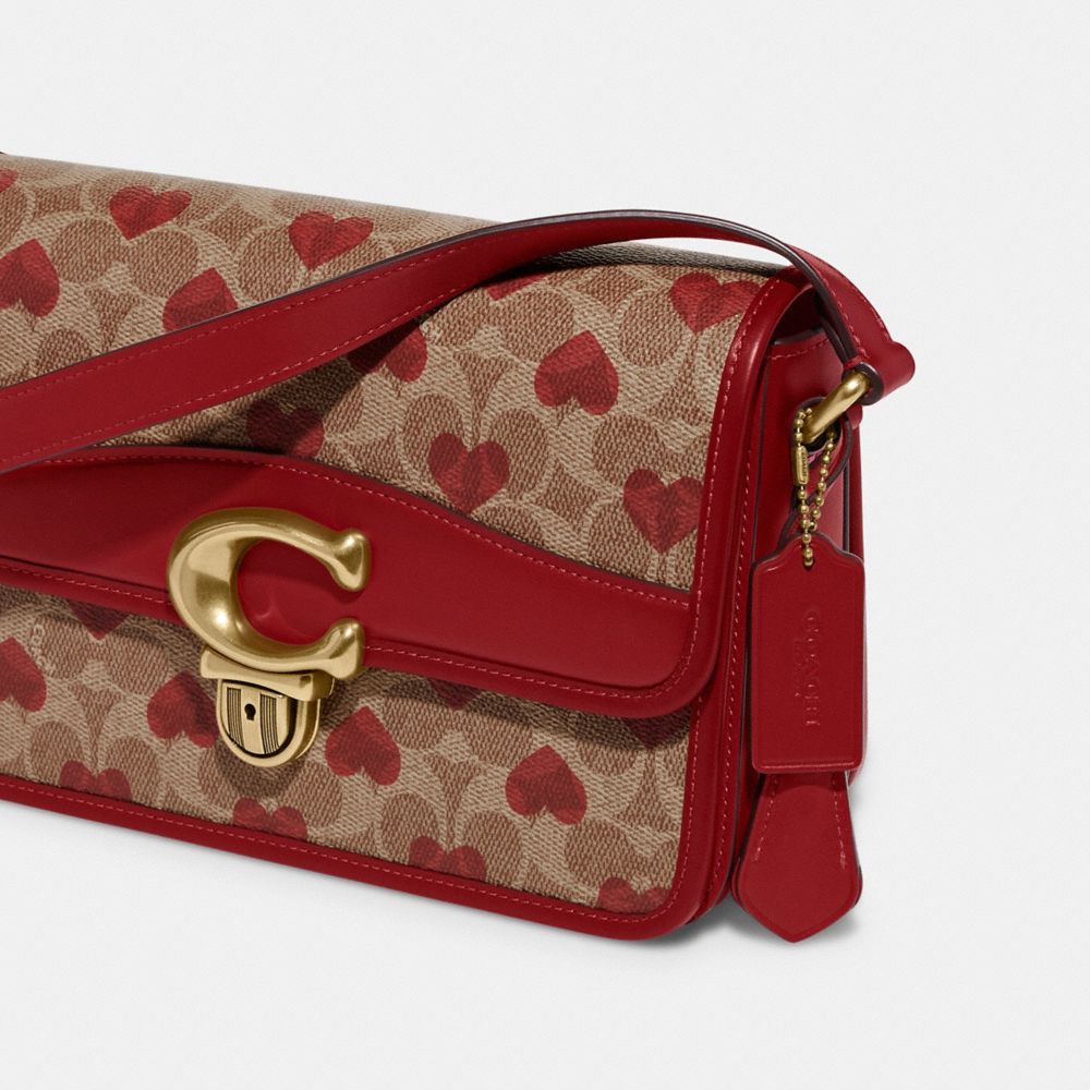 Coach Canvas Signature Heart Print Camera Bag - Tan Red Apple