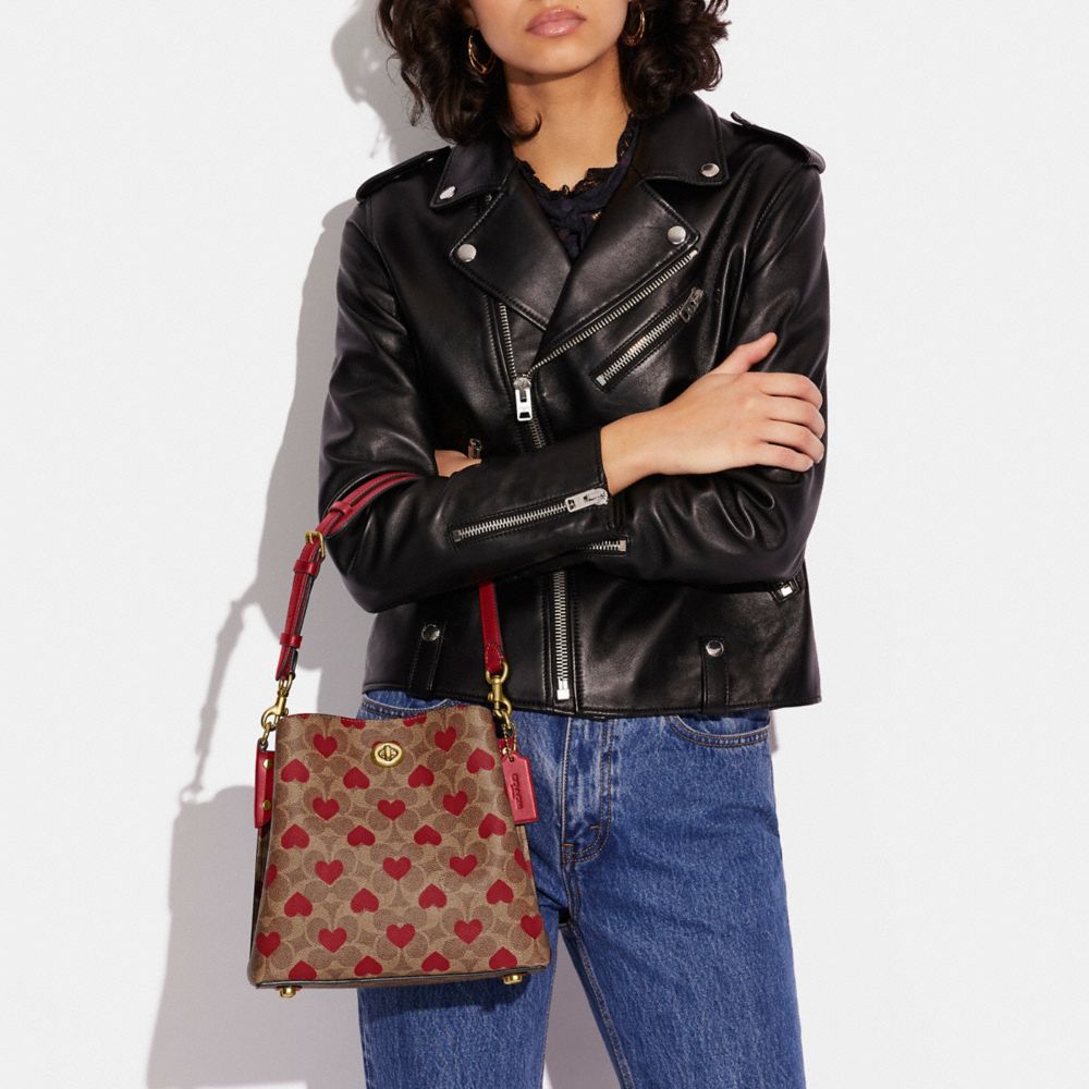 Sac Seau Willow En Toile Signature Avec Imprimé Cœur