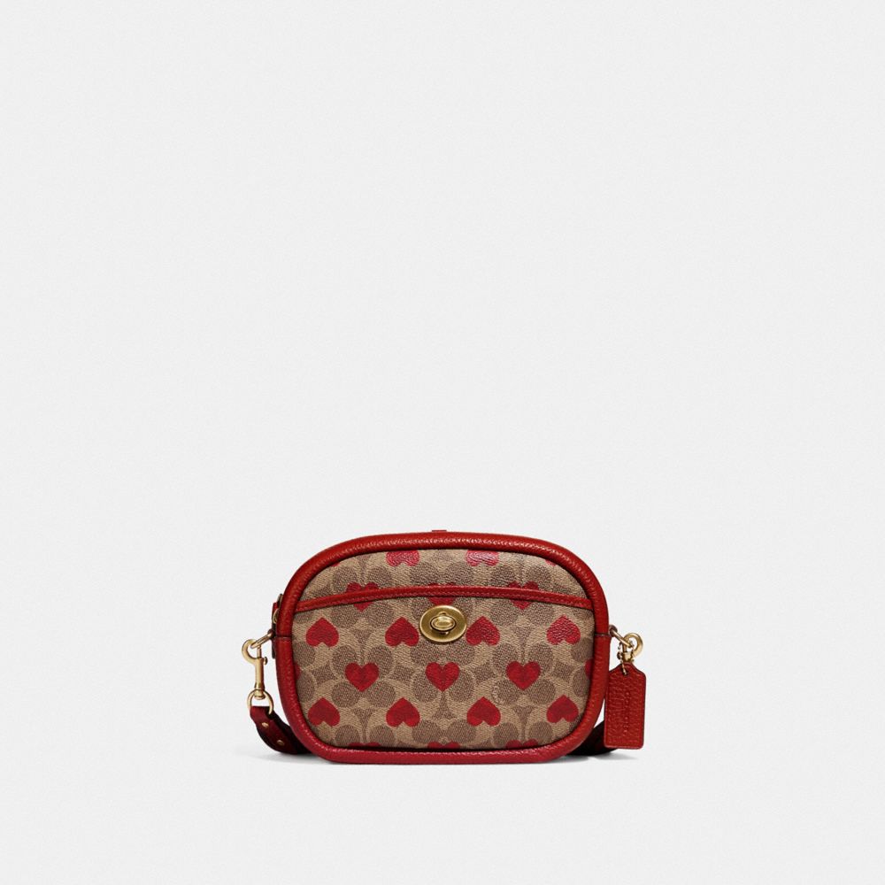 COACH Canvas Signature Heart Print Camera Bag - Macy's